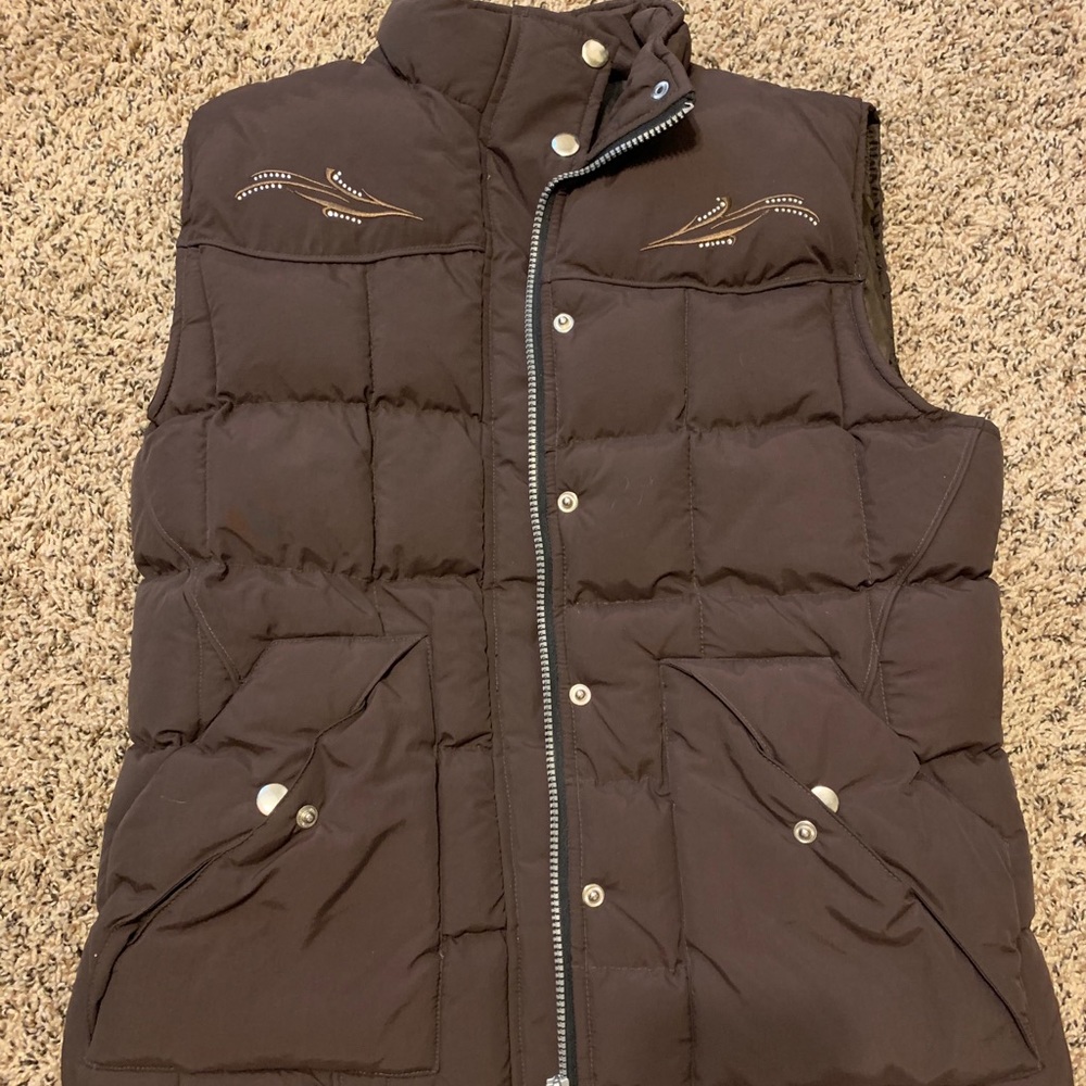 🌟HP🌟 Ladies Brown Puffer Vest with design
